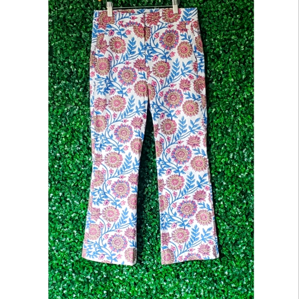 J.Crew Hayden kickout crop pant in pink vines block print